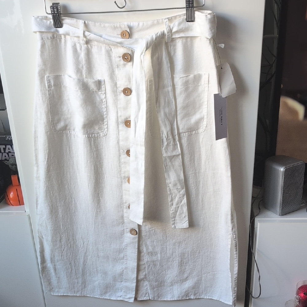 Elegant Cream Button-Down Midi Skirt